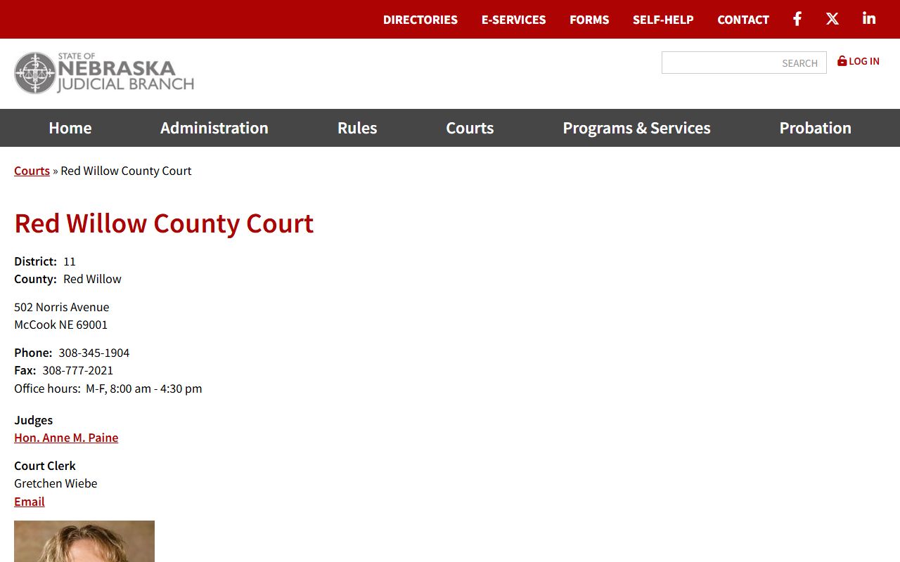 Red Willow County court records after arrest county court page